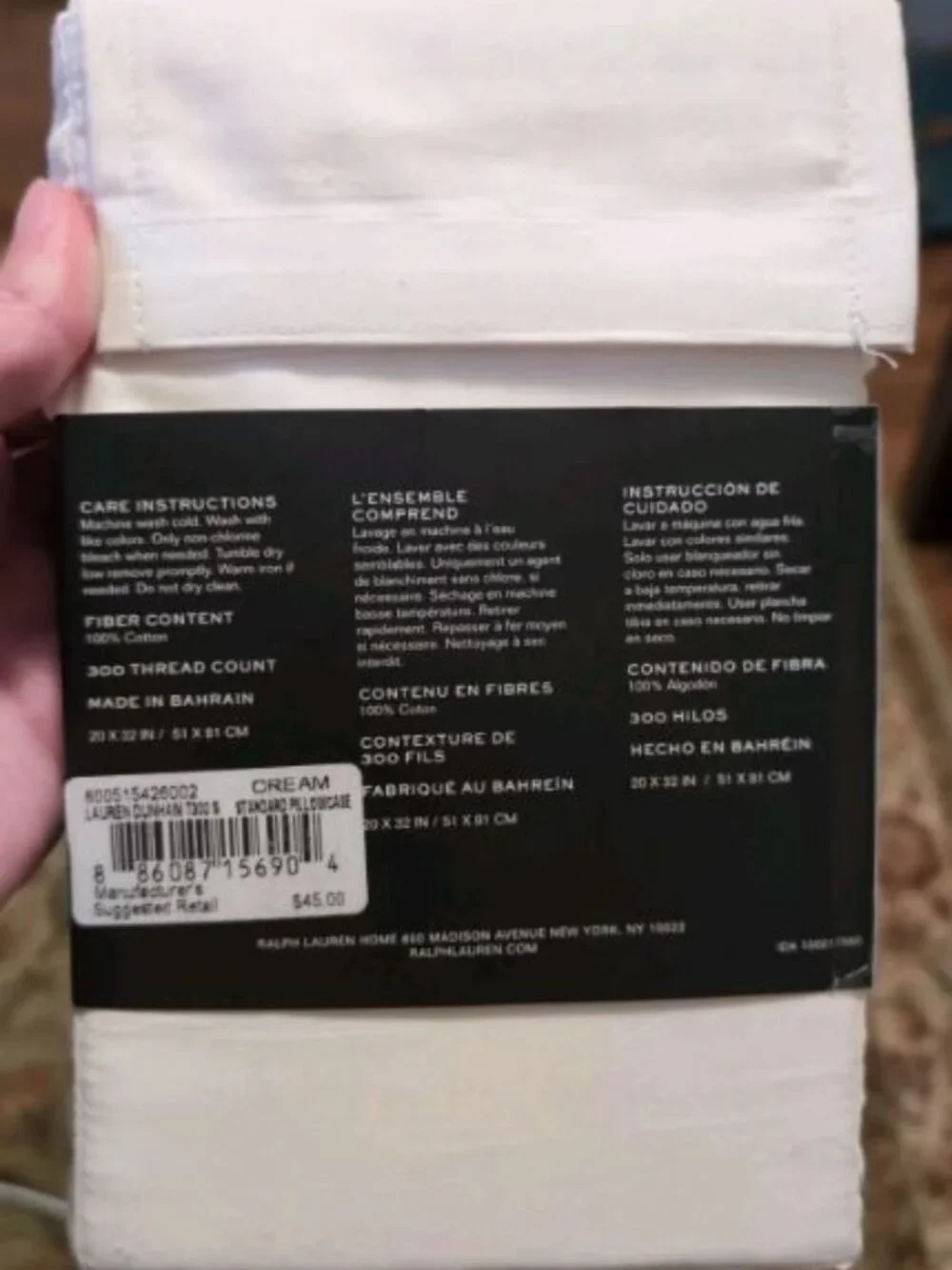 Lauren Ralph Lauren Dunham Cream Dunham Sateen Standard Pillowcases (2)